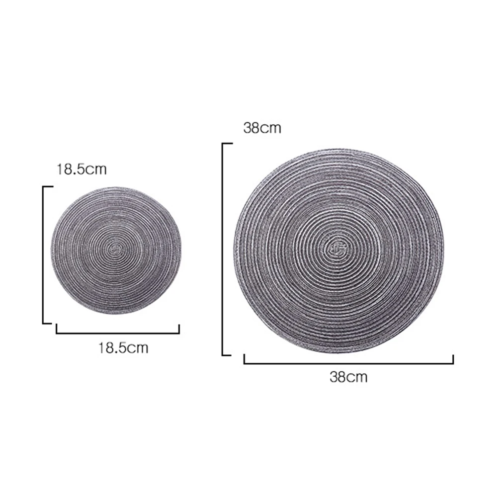 

Modern And Simple Round Ramie Insulation Pad Solid Placemats Linen Non Slip Table Mats Drink Cup Coasters Kitchen Party Supplies