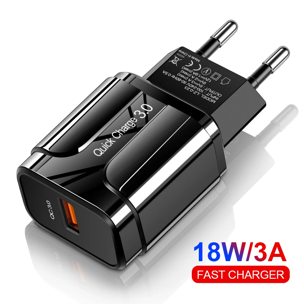 EU Plug Black Crauch Quick Charge 3,0 QC3.0 быстрое USB зарядное устройство для iPhone 7 8 Xiaomi samsung S10 huawei EU US настенный адаптер для путешествий зарядное устройство для телефона - Тип штекера: EU Plug Black