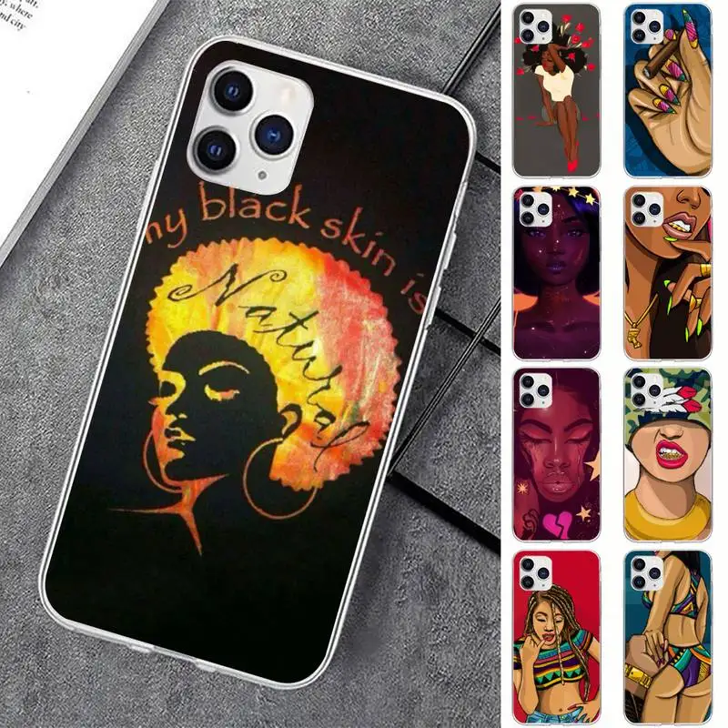 

Melanin Poppin black girl Phone Case for iPhone 11 12 13 mini pro XS MAX 8 7 6 6S Plus X 5S SE 2020 XR case