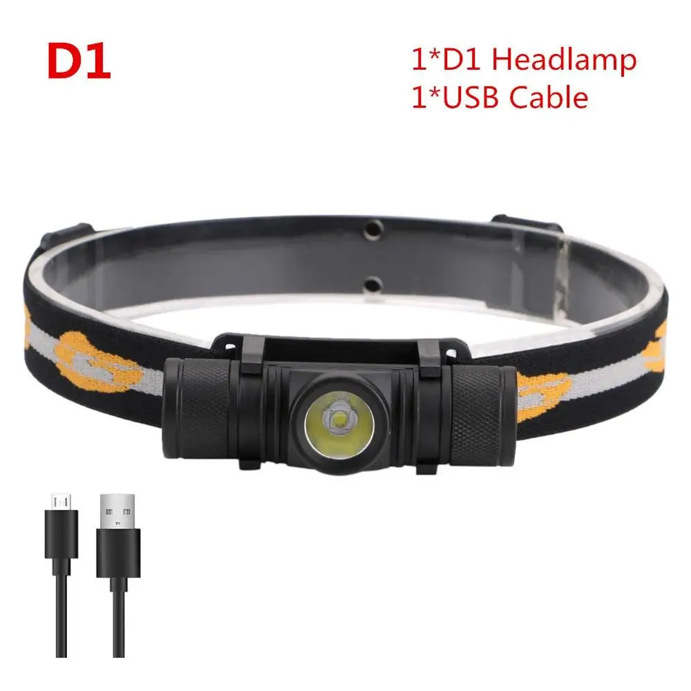 D1 Without Battery CREE XM L2 светодиодный налобный фонарь usb зарядка белый свет Головной фонарь 18650 батарея налобный фонарь для кемпинга охоты - Испускаемый цвет: D1 Without Battery