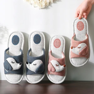 Winter Women Home Slippers Hairy Cozy Cartoon Dog Soft Fluffy Warm Shoes Couple Floor Slides Christmas Gift Cotton Flax Slippers