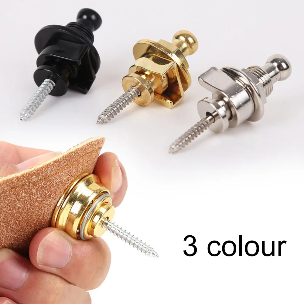 

2pcs Guitar Strap Lock Buttons End Pins Pegs Screw Locking Parts Accessories Bass Ukulele Guitar Strap Buckle Button Lock Pins