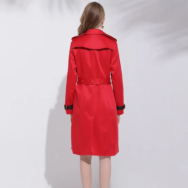 Тренчкот женский двубортный длинный Модная приталенная ветровка с длинным