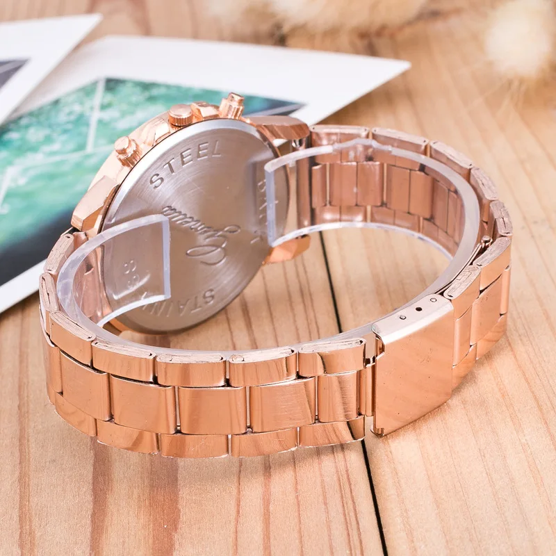 

Nice PopFamous Brand Vogue Rosy Gold Casual Quartz Watch Women Full Stainless Steel Dress Watches Relogio Feminino Pop Clock