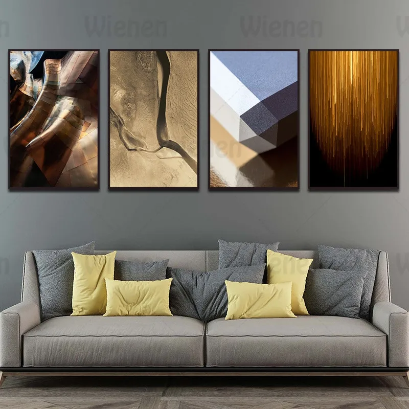 Домашний декор скандинавский абстрактный геометрический позолоченный холст