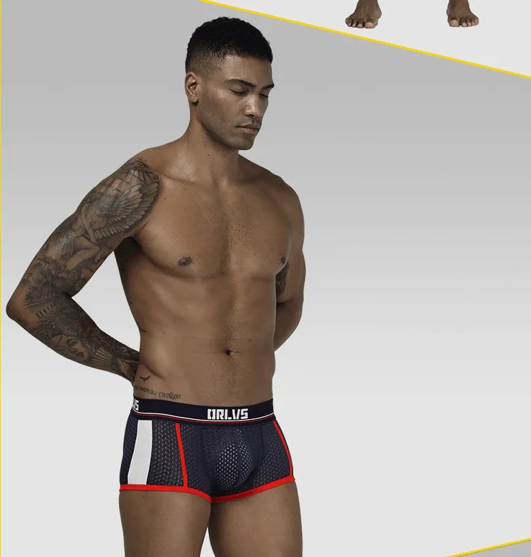 Мужские трусы боксеры Gay Mesh boxerкороткие Дышащие Боксеры Мужское нижнее белье мужские трусы забавные трусы Homme мужская одежда OR193
