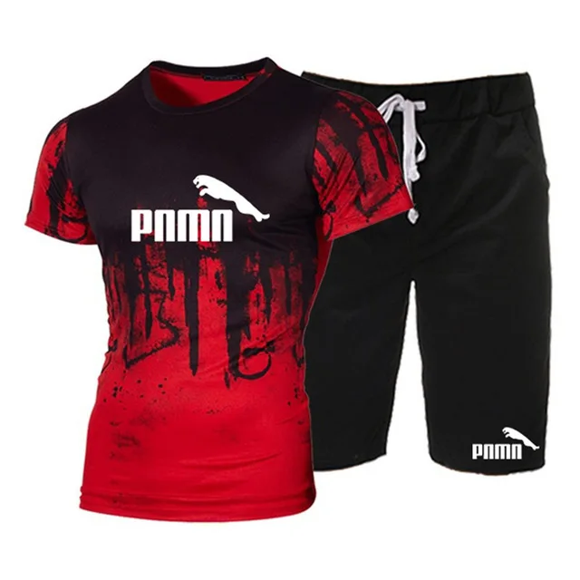 

2021 new camouflage short-sleeved printing men's sports T-shirt suit, plus size T-shirt suit, sportswear camouflage printing