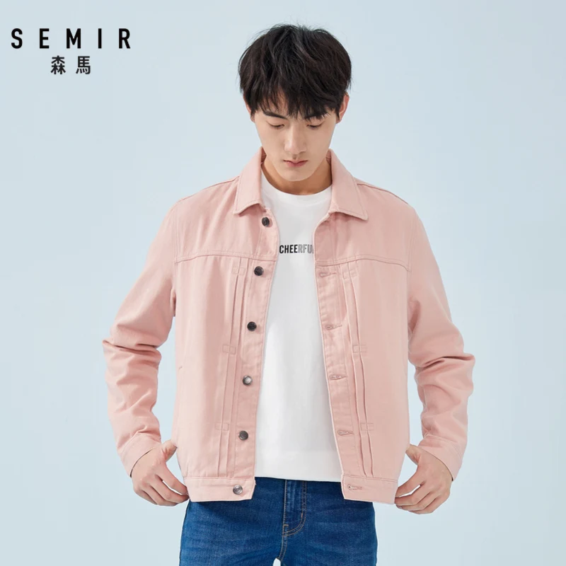 Мужская хлопковая джинсовая куртка Semir Повседневная рубашка в Корейском стиле на
