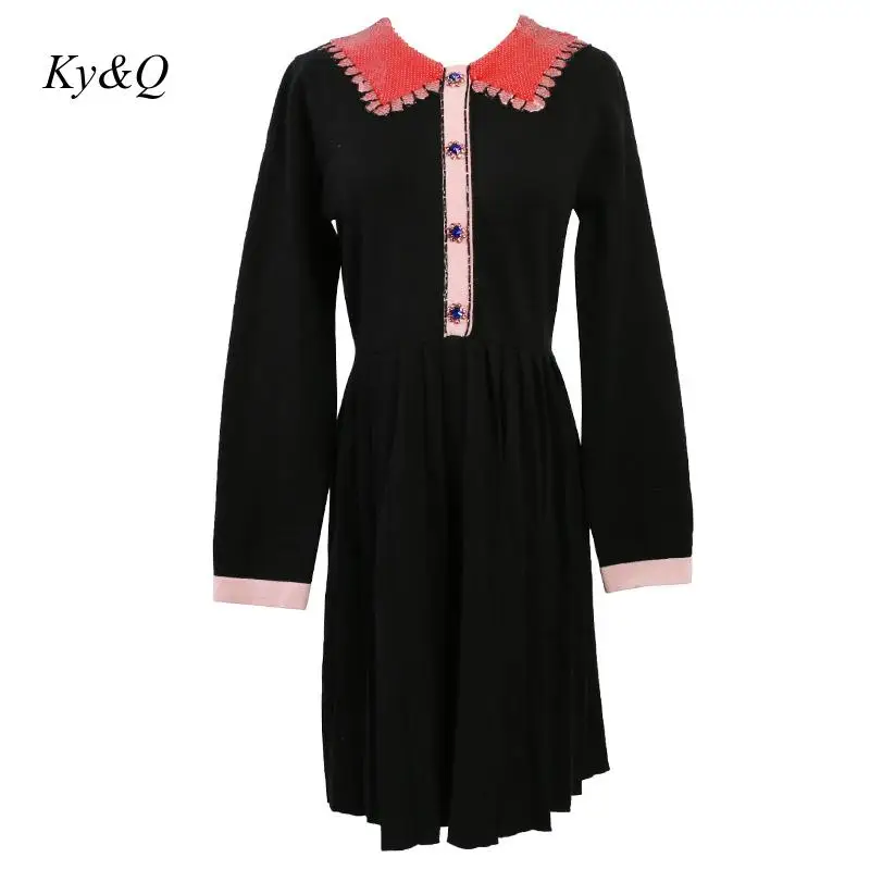 Женское платье трапеция на пуговицах брендовый пуловер с длинными рукавами и