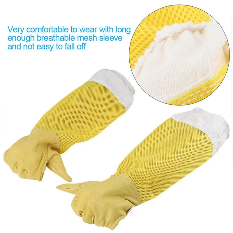 

Beekeeping Gloves Goatskin Bee Keeping With Vented Beekeeper Long Sleeves