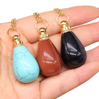 natural stone charms perfume bottle necklace stainless steel chain blue sand reiki heal crystal for fashion necklace gift