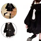 Женская теплая куртка в японском стиле на осень и зиму, милая мягкая куртка из овечьей шерсти с оборками и кроличьими ушками, пальто с капюшоном для девочек, парки, верхняя одежда