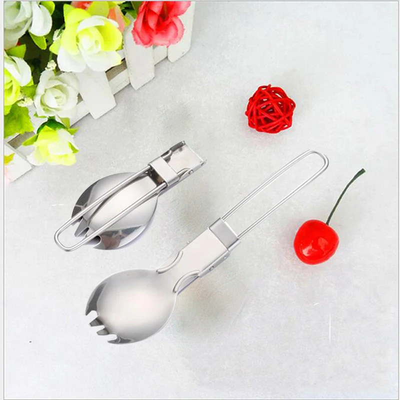 2 в 1 ложка для пикника из нержавеющей стали вилка наружная посуда Складная