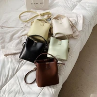 2021 new pure color cute female bucket bag simple and generous large capacity cross body handbag