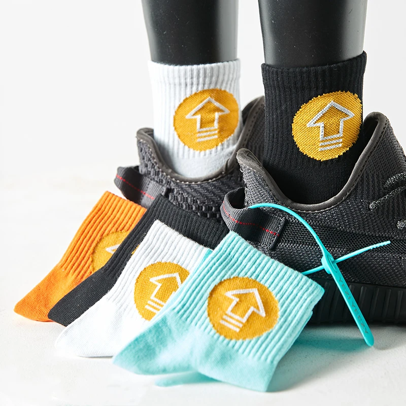 Хлопковые мужские носки Up Arrow Модные дышащие летние короткие женские белые