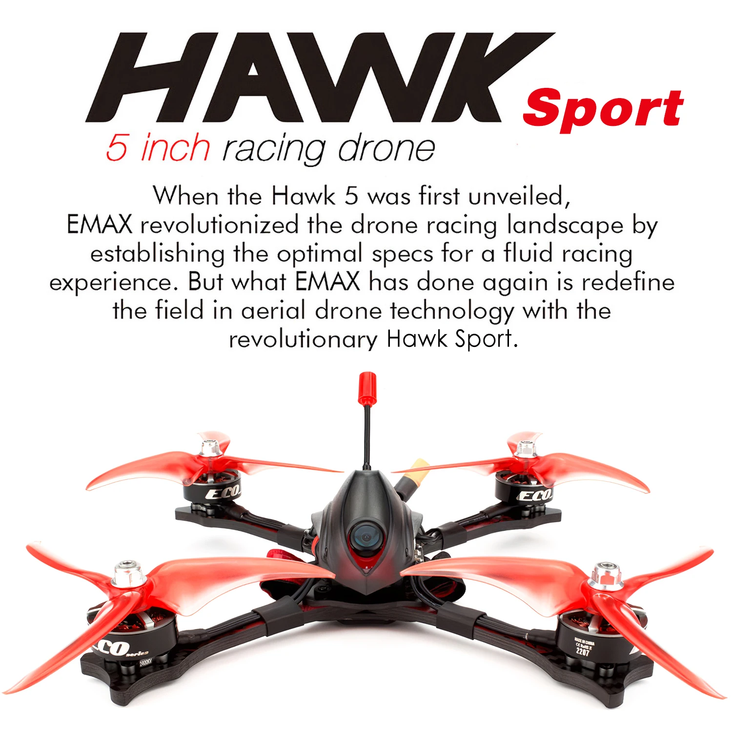 EMAX Hawk спортивный FPV гоночный Дрон с камерой 1200TVL 2207 2400KV бесщеточный двигатель 35A ESC