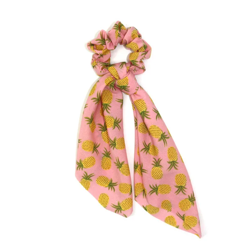 Милые эластичные резинки для волос с принтом клубники и ананаса конским хвостом