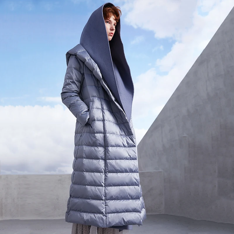 MissFoFo 2019 Новая модная женская шерстяная Стеганая пуховая куртка с поясом Женская