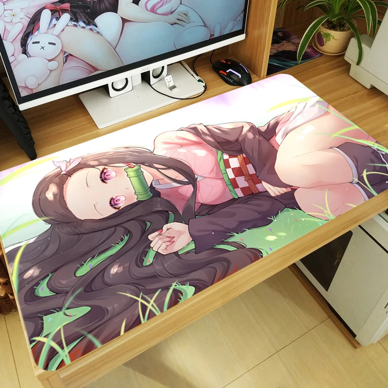 

Anime Mouse Pad Kimetsu no Yaiba Kamado Nezuko Large Gaming Playmat Huge Desk Work Mice Mat Rubber Anti-slip Mousepad 70x40cm