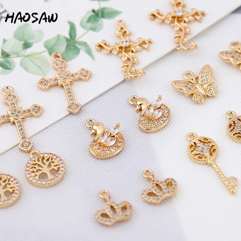 HAOSAW Choose 6 шт./лот ручная работа/CZ камни/бабочка/ключ/дизайн короны/серьги