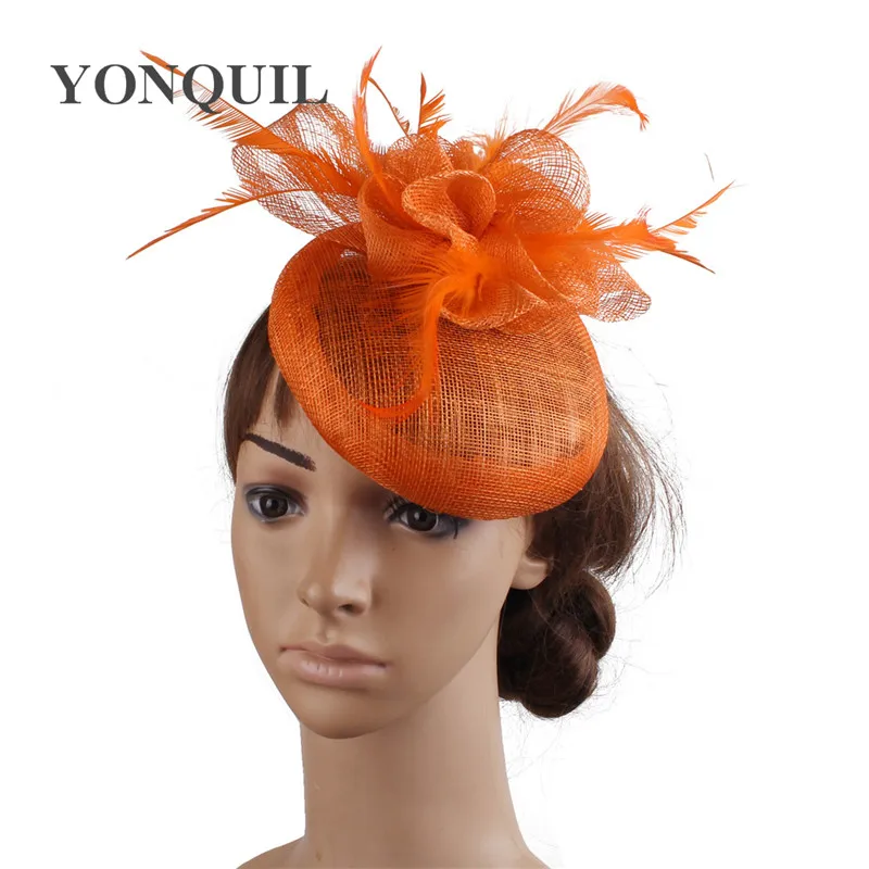 Женская винтажная шляпка федора темно синяя красная черная с петлями и перьями