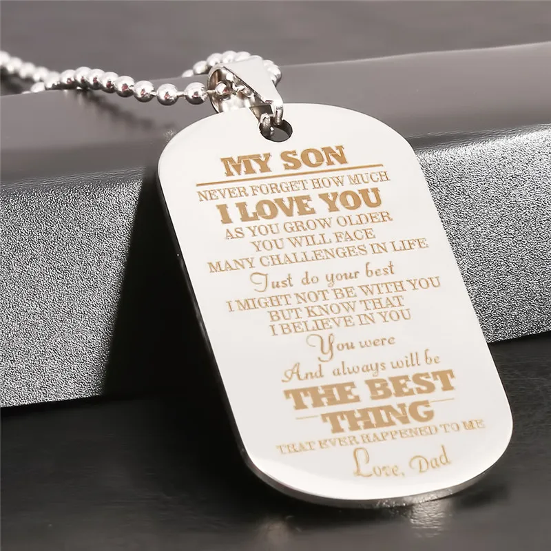 Ожерелье из нержавеющей стали для женщин военная армейская бирка собаки мой сын