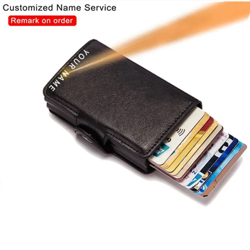 

Rfid Blocking Protection Men id Credit Card Holder Wallet Leather Metal Aluminum Business Bank Card Case Credit Card Cardholder