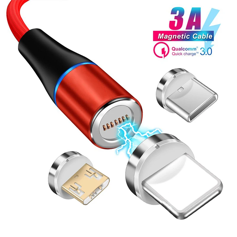 Магнитный кабель Usb Мобильный телефон 3A Магнитная Зарядка Micro USB Type C для IPhone X Samsung