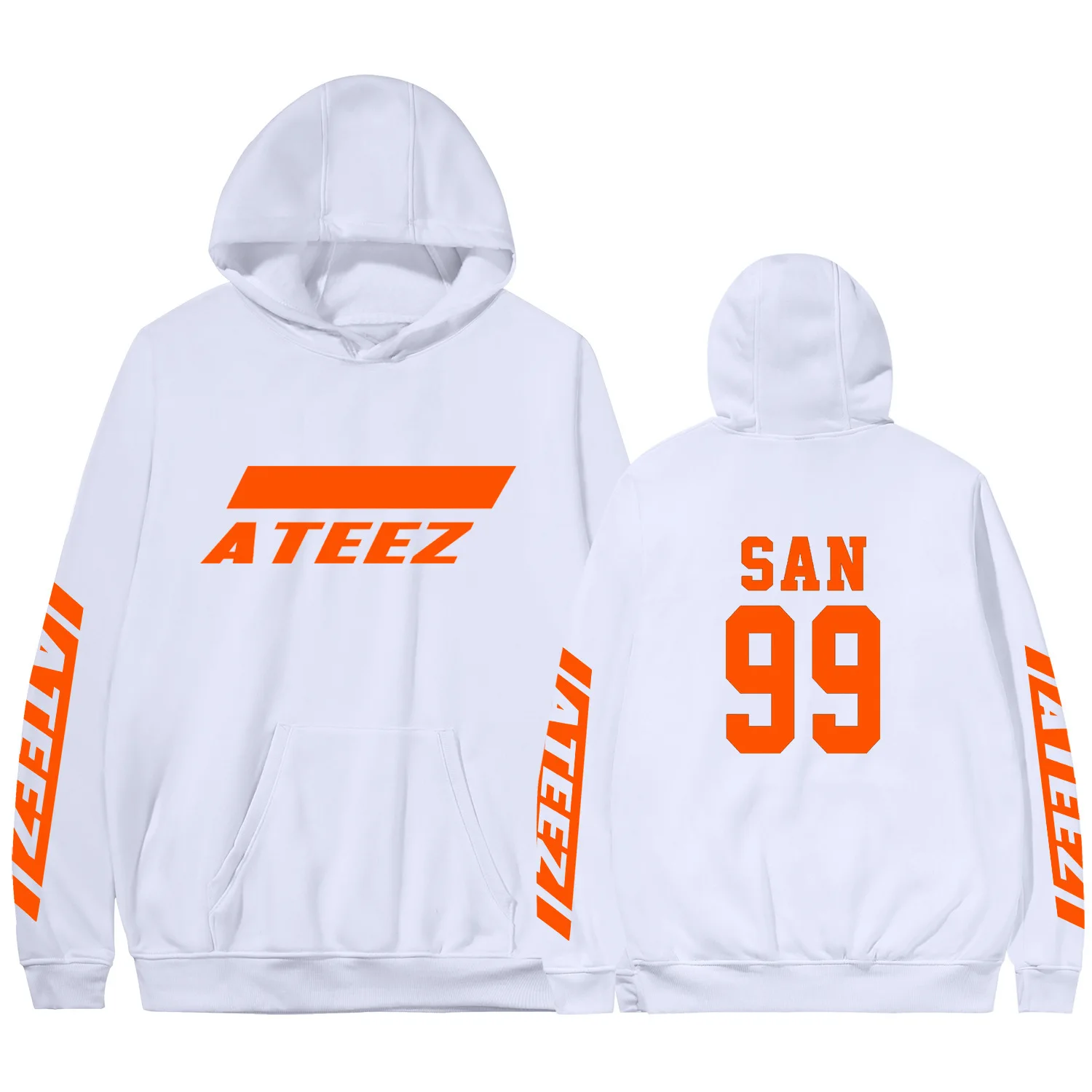 Ateez Kpop альбом толстовка с карманом Crewneck флисовая теплая Kawaii Haajuku Зимние толстовки с длинными рукавами