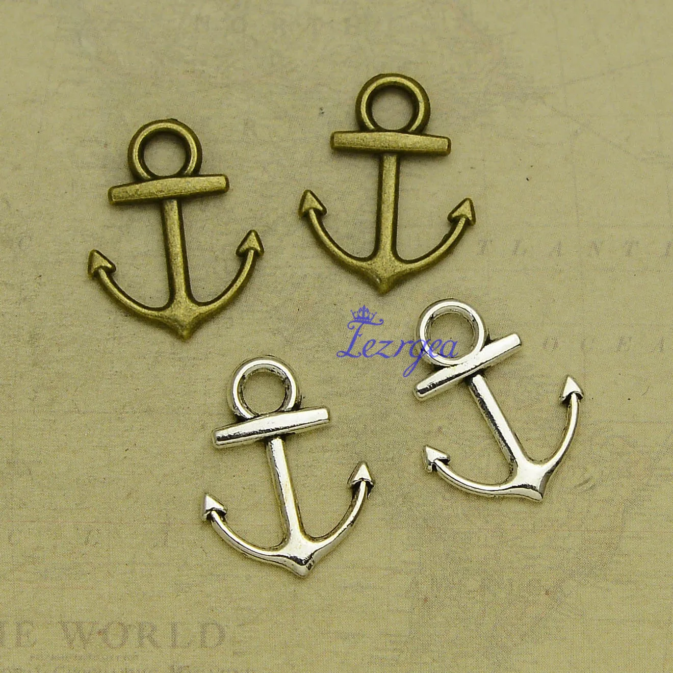 

50pcs/lot--19x15mm, Antique silver plated/bronze plated Tiny Anchor Charms ,DIY supplies, Jewelry accessories
