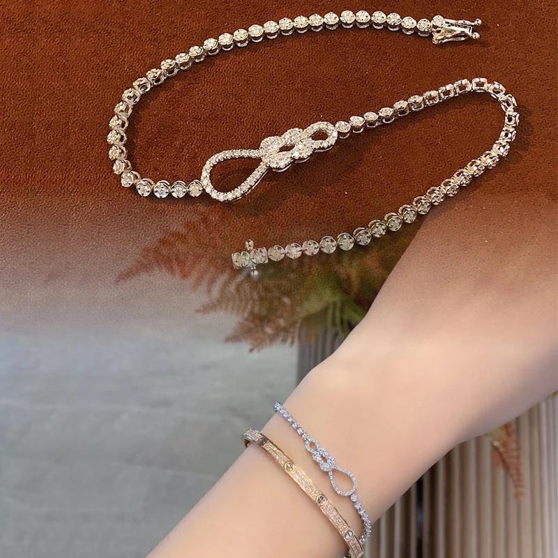 Классический женский браслет Aazuo из белого золота 18 К 0 90 карат