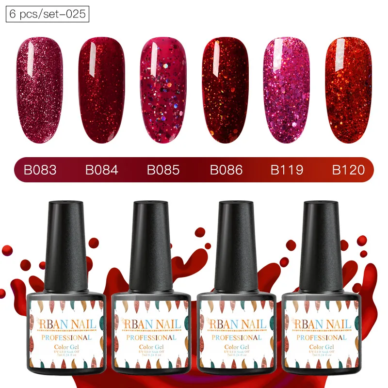 RBAN NAIL 6 шт./компл. стандартный набор искусственных гель удаляемый замачиванием
