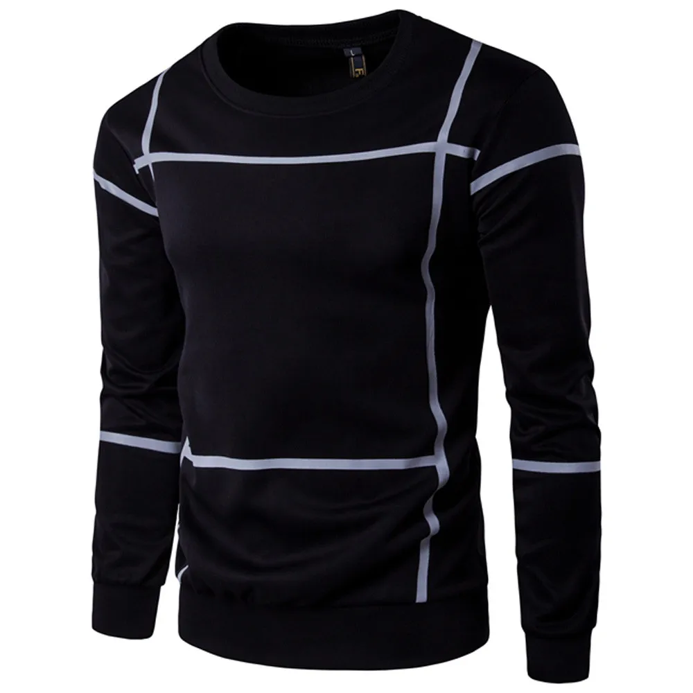 Мужской свитер повседневный полосатый пуловер с длинным рукавом пальто круглым