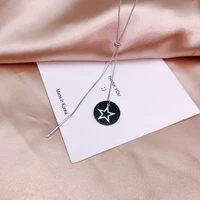 charm sterling silver 925 original pendants necklace women stylish stick and star maiden long slide cross chain personality