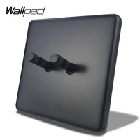 wallpad black 2 gang 2 way double toggle switch electric wall light switch metal panel eu standard with claws fit round box