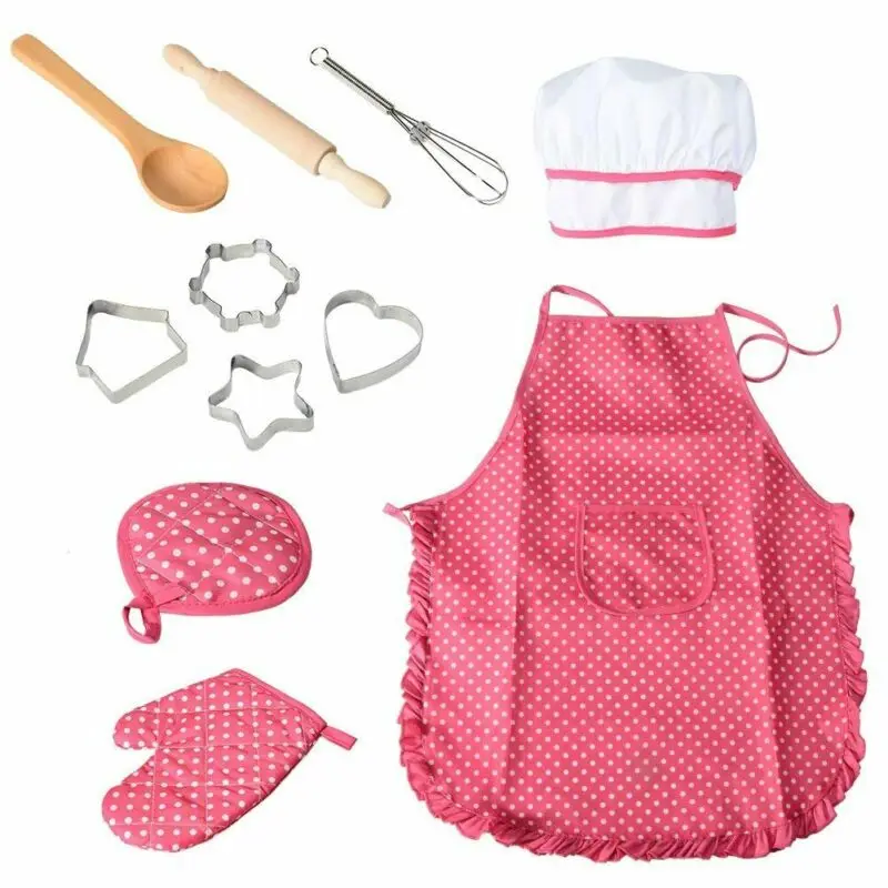

Children's Baking Set Costume Pretend Role Play Toys Kit Apron Hat Suit Baby Cooking Sets Kitchen Deluxe Chef Equipment