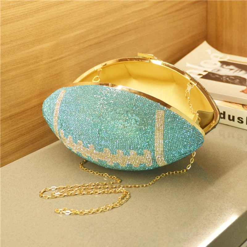 

Rugby Ellipse Ball Clutch Purses for Women Evening Rhinestone Handbags Ladies Party Dinner Bag Birthday Wedding Prom