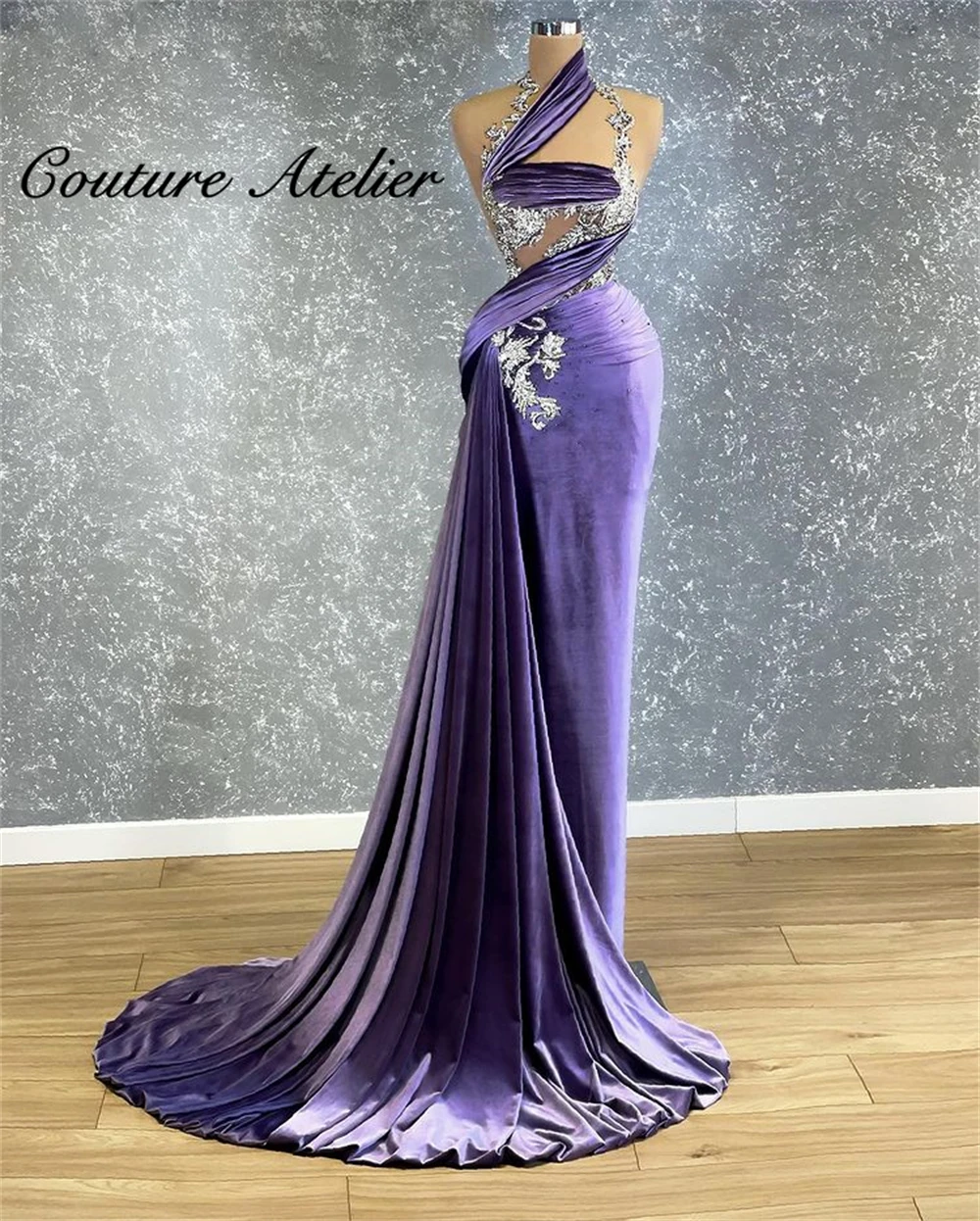 

Purple Evening Dresses Mermaid Formal Dress Women Elegant Party Gown Beaded Dinner Gowns vestidos de noche