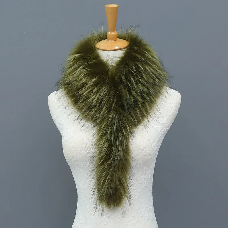 Женский декоративный воротник из искусственного меха енота съемный и ожерелье