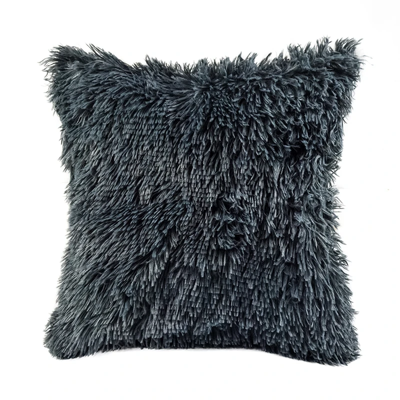 Dark Grey 45x45 см плюшевая наволочка для подушки, декоративная наволочка для дивана и кровати, мягкая уютная наволочка для подушки - Цвет: Dark Grey