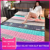 cute teenage student flannel thickened mattress toppers non slip warmth mattresses foldable single double tatami king queen size