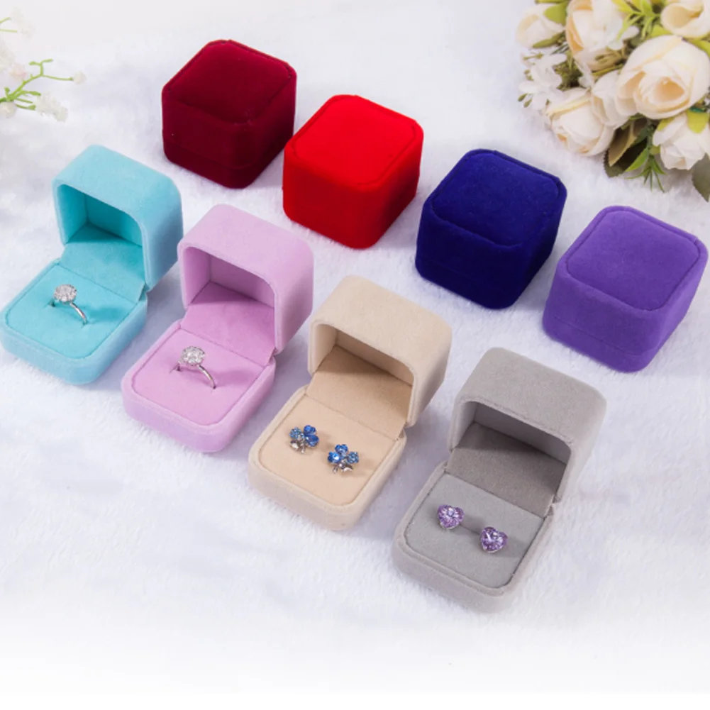 

1PC Multi-Color Wedding Jewelry Boxes Flannel Velvet Jewelry Gift Box Necklace Ring Earring Display Storage Organizer Case