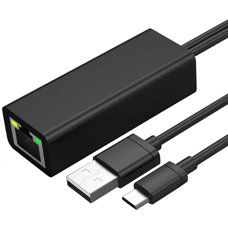 Ethernet адаптер для пожарной палки и Chromecast Ultra 4K Micro USB LAN Rj45 с кабелем питания