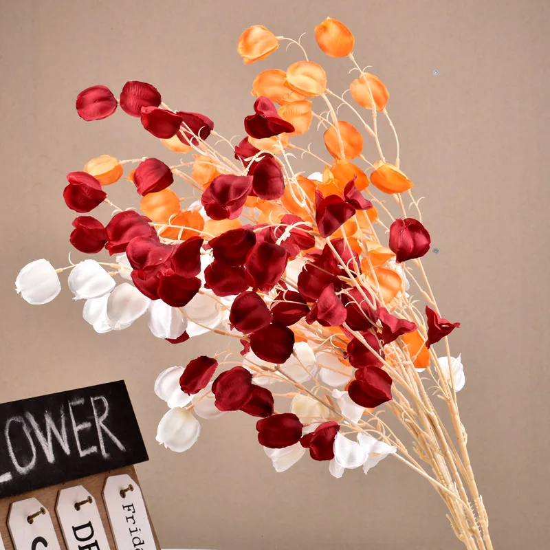 

1pcs New Artificial Lantern Fruit 3-fork Fake Hanging Lantern Flowers Wedding Home Artificial Flower Decoration