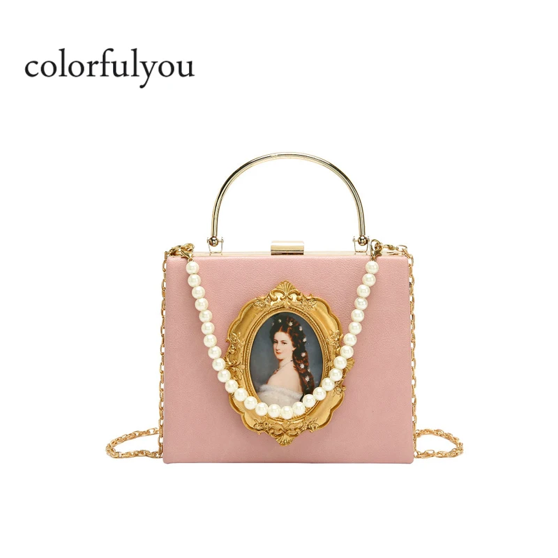 Женская сумка тоут из искусственной кожи мессенджер с жемчужной цепочкой Сумка