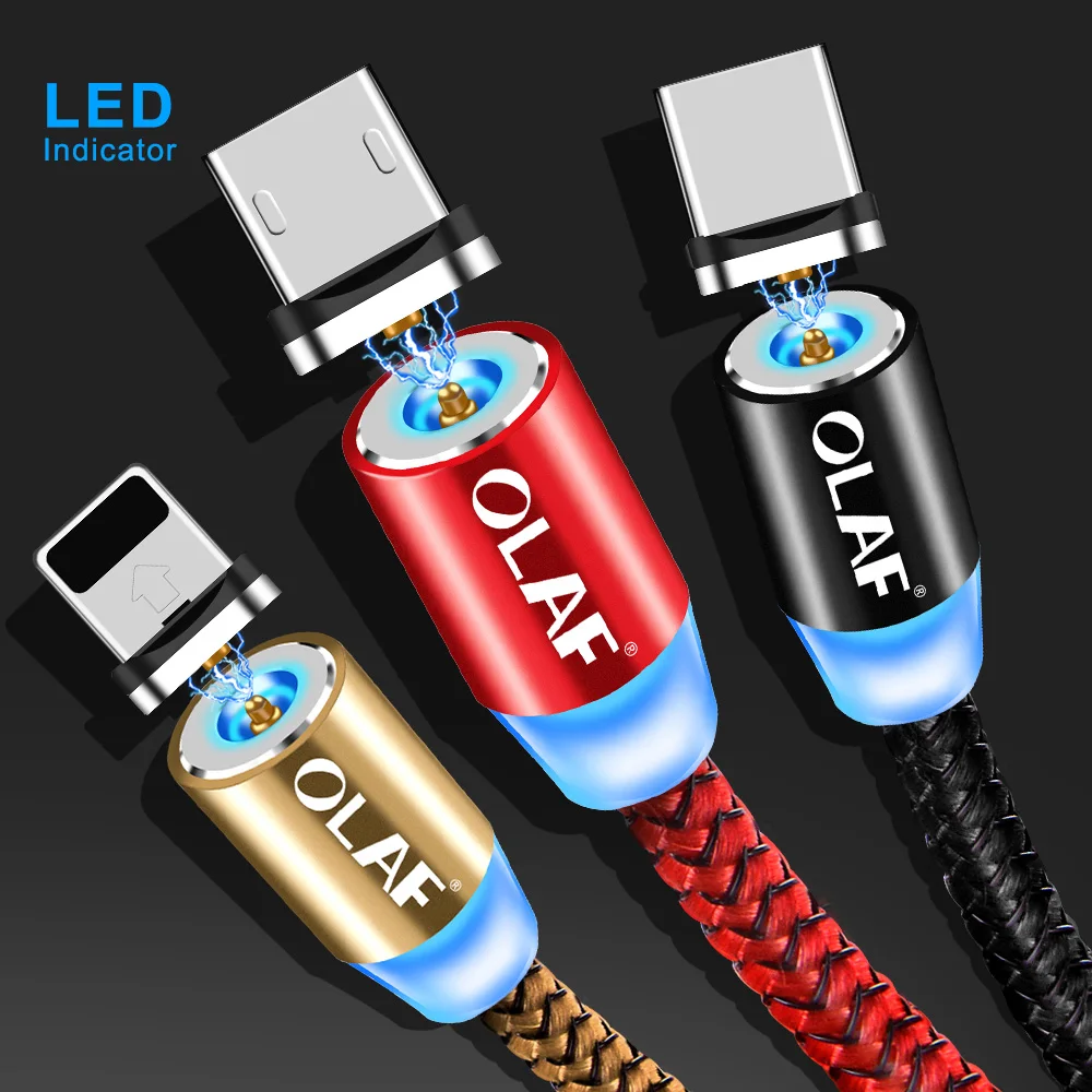 Магнитный USB-кабель OLAF Micro USB/ Type-C/ Lightning 2.4A цвет на выбор | Мобильные телефоны и