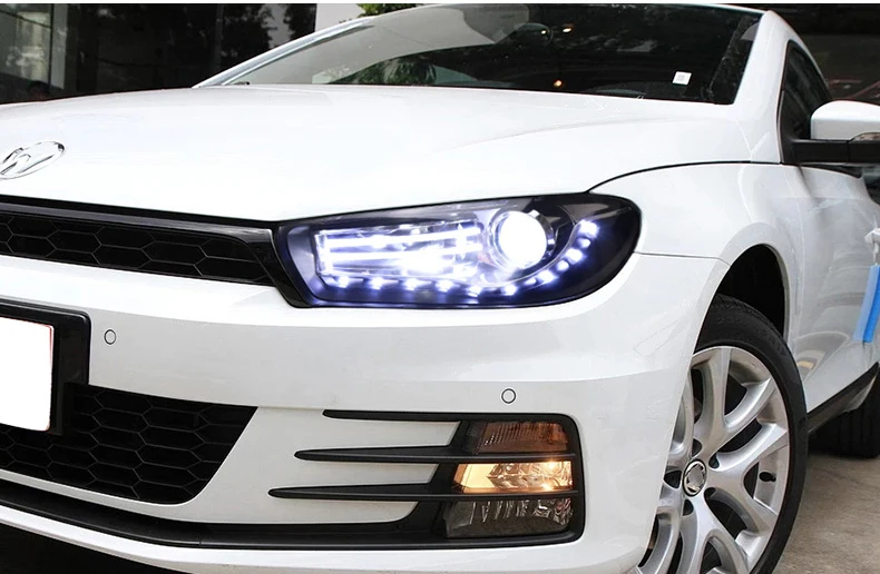 1 пара для Volkswagen Scirocco светодиодная фара 2008- года передняя фара в сборе с дневным ходовым светом