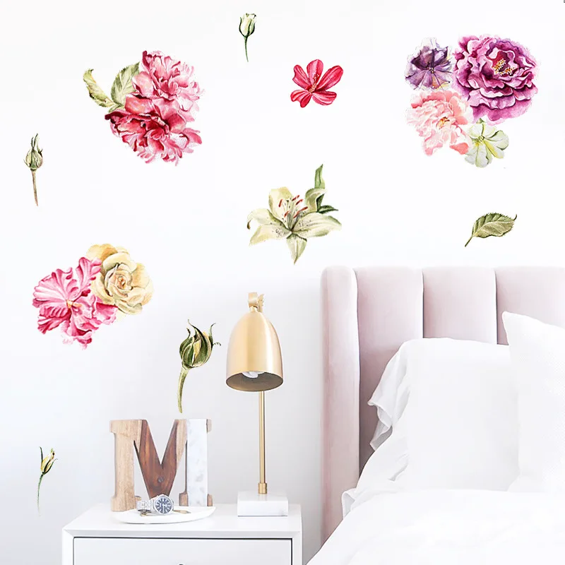 

Peony Lily Flower Wall Sticker Home Decor Living Room Peony Flower Wall Decal Girls Bedroom Decorative Sticker