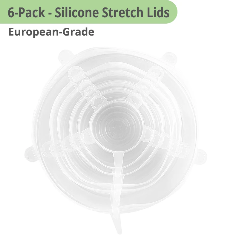 White Stretch Lids Силиконовые крышки чаши набор из 5 многоразовых присосок крышки для чаш, кастрюль, чашки. Безопасность пищевых продуктов. Блокировка ручки для легкого хранения - Цвет: White Stretch Lids