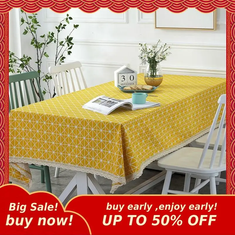 MIHE кружевная клетчатая скатерть геометрический прямоугольник Скатерти дома
